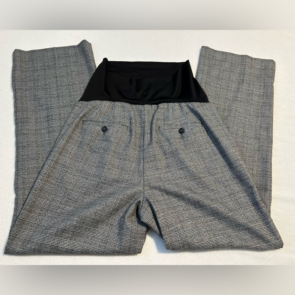 Ann Taylor Loft MATERNITY black white plaid trousers